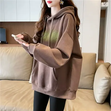 早春连帽卫衣女春秋季韩版宽松大码女装设计感小众薄款小个子外套商品大图