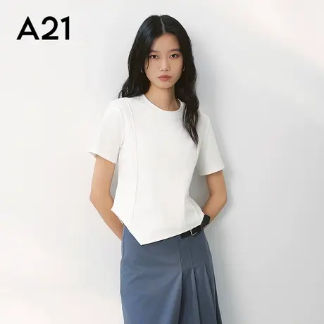 女装不规则下摆圆领T恤商品大图