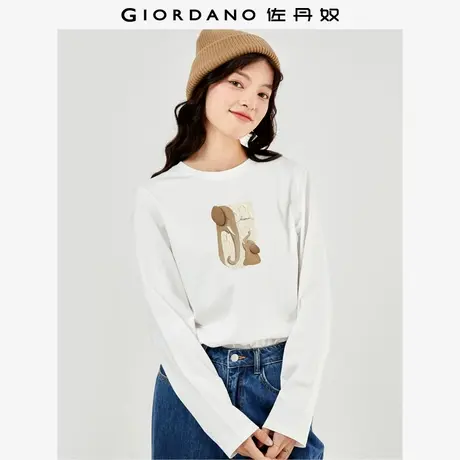 佐丹奴T恤女装纯棉印花圆领长袖T恤 69394056商品大图
