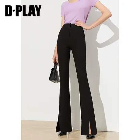 DPLAY年秋新款ol风气质通勤修身简约设计感开叉黑色西装裤商品大图