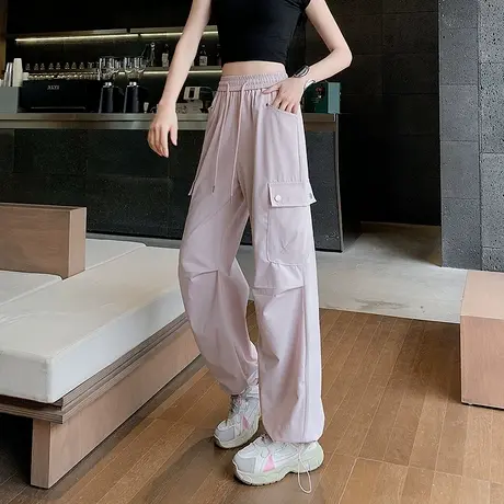 时尚气质休闲长裤2025年夏季新款女休闲高腰显瘦直筒宽松百搭裤商品大图