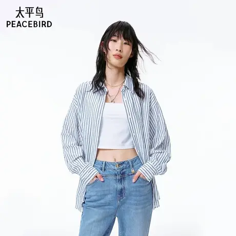 【商场同款】太平鸟2025年夏季新款肌理条纹衬衫A1CAF2205商品大图