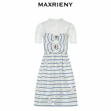 【奥莱】MAXRIENY海军风条纹假两件吊带裙夏季连衣裙图片