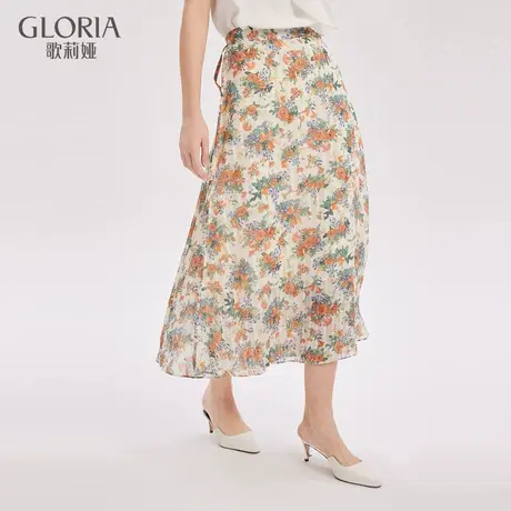 歌莉娅夏季新款一片式碎花半截裙1A6H2B340商品大图