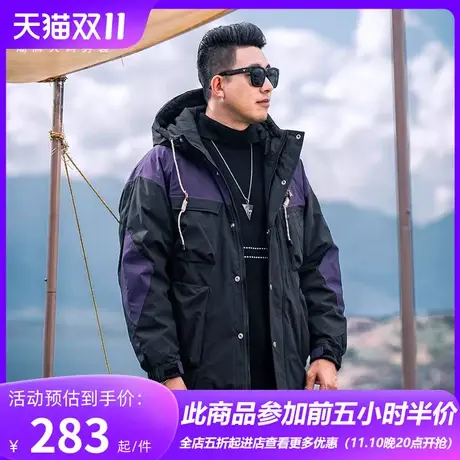 GxxH大码男装2023冬季新款时尚潮流加厚保暖连帽工装连帽羽绒服图片