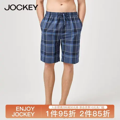 Jockey睡裤男短裤夏季纯棉家居裤系带男士中裤五分裤可外穿裤子商品大图