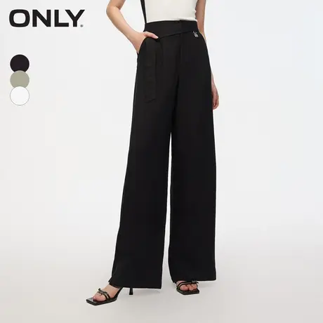 ONLY奥莱夏季休闲通勤纯色高腰宽松阔腿休闲裤女商品大图