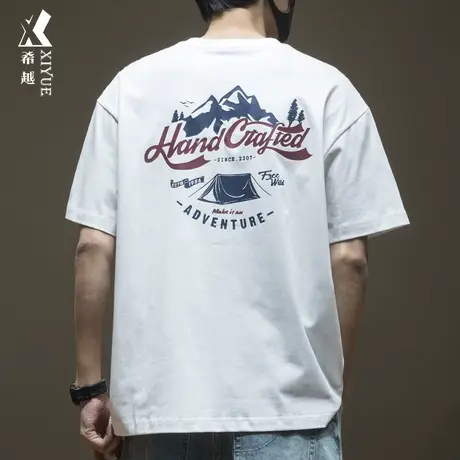希越260g重磅纯棉短袖t恤男夏季新款美式宽松大码休闲男士体恤潮图片