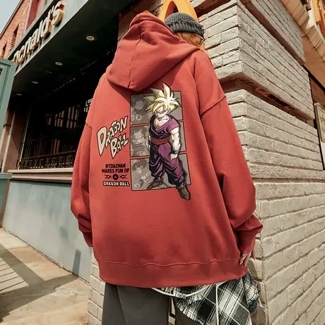 连帽衣服男日系cityboy七龙珠漫画青少年加绒超厚卫衣2022秋冬款图片