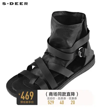 sdeer圣迪奥女装夏季时尚个性系带凉鞋小众设计罗马鞋S21283912图片