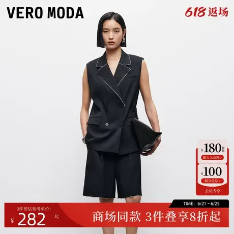 Vero Moda套装2025夏季新款翻领双排扣修身上衣黑色短裤325234002商品大图
