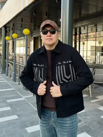 DAEVU秋冬拼接厚料大号潮胖子加肥加大码男士短款翻领夹克外套图片