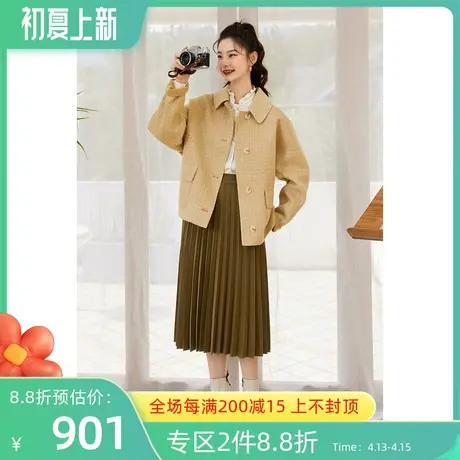 诗凡黎毛呢外套女秋冬新款时尚休闲宽松小个子呢大衣7C8271241🤞商品大图