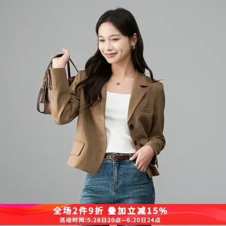 娅丽达休闲气质高级感短款西装外套女2025春季新款小个子修身西服商品大图