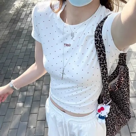 小个子短款短袖T恤女夏季修身韩版内搭外穿打底衫辣妹甜飒上衣潮图片