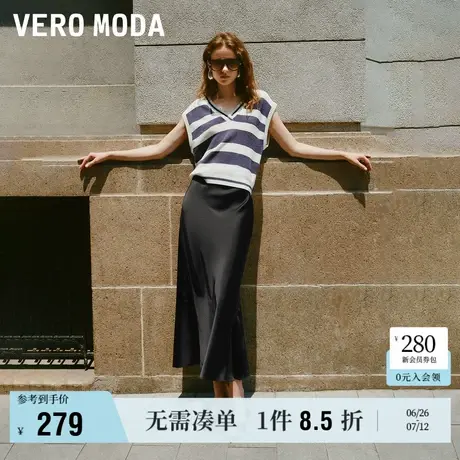 6.27上新Vero Moda针织马甲女2025夏秋新款无袖V领撞色条纹上衣商品大图