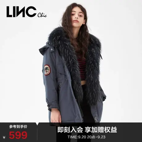 LINCCHIC金羽杰羽绒服女毛领派克服中长款羽绒服女款冬季944209图片