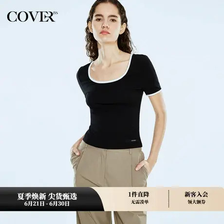 COVERINS夏季修身U领棉质短袖T恤商品大图