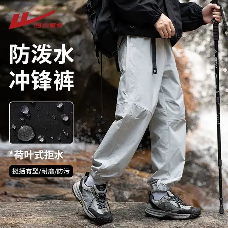 回力冰丝工装登山防水冲锋裤男生2025夏季薄款直筒宽松美式休闲裤图片