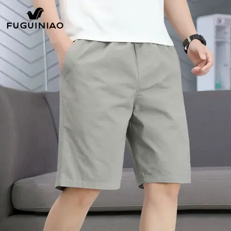 富贵鸟纯棉休闲短裤男士夏季新款潮流运动中裤宽松直筒五分裤子男图片