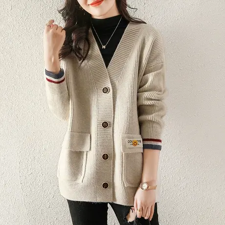 2024新款春装针织开衫女装韩版宽松毛衣外套春秋季洋气慵懒风外穿图片