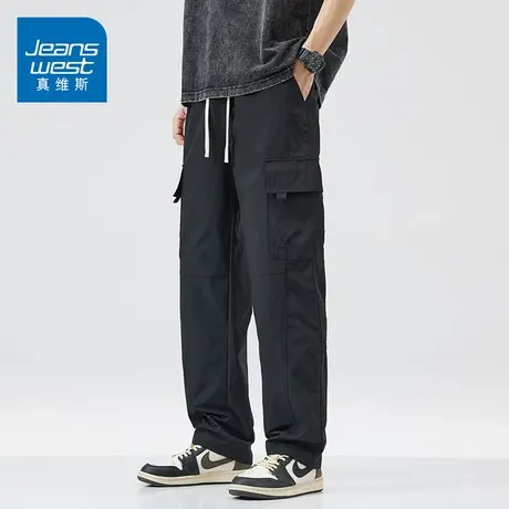 KZH真维斯春秋季男裤子工装直筒休闲裤男士宽松紧腰抽绳2025年新商品大图
