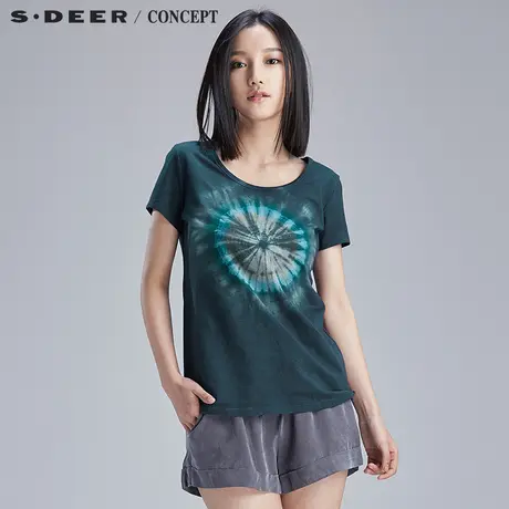 【新品】sdeer圣迪奥专柜正品繁复图腾印花短袖T恤女夏S16280182图片
