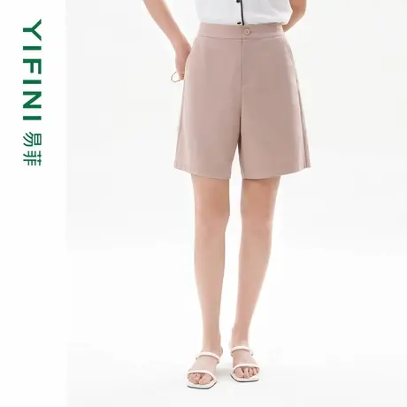 [专柜同款]Yifini/易菲斜纹直筒短裤女夏装新款通勤百搭裤子商品大图