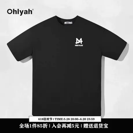 Ohlyah设计师原创卡通品牌简约潮牌纯棉胸花大码情侣短袖男女T恤图片