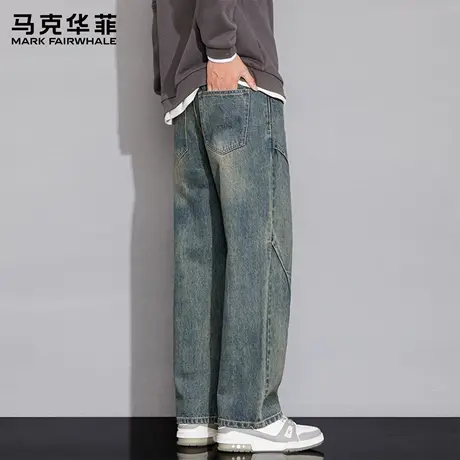 马克华菲夏季薄款牛仔裤男宽松直筒弹力2025新款男士休闲长裤子X图片