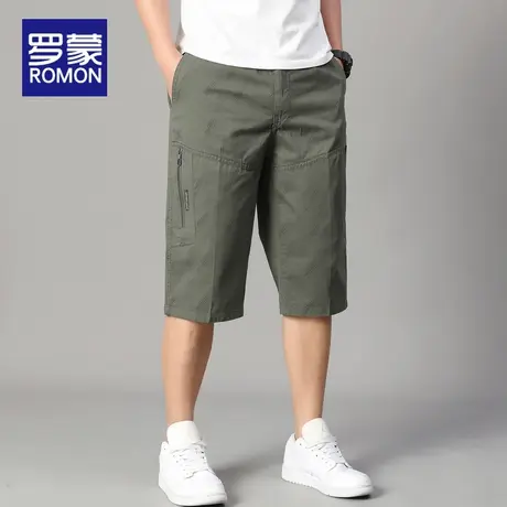 罗蒙男士休闲七分裤夏薄款2025新款宽松直筒纯棉百搭透气短裤男款图片