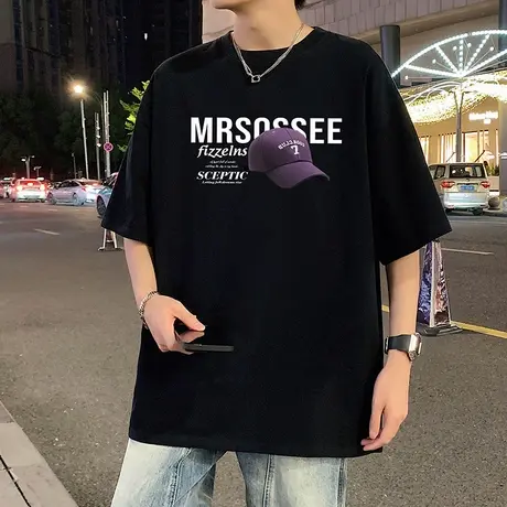 美式潮牌棒球帽设计感短袖T恤男夏季新款情侣宽松半袖休闲体恤衫商品大图