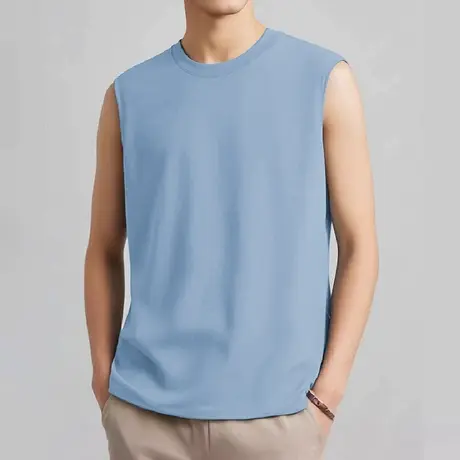 液氨丝光棉运动背心男夏季外穿速干冰丝凉感无袖t恤健身篮球坎肩商品大图