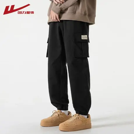 回力加绒工装裤子男士冬季潮流宽松束脚长裤男生春秋款运动休闲裤商品大图