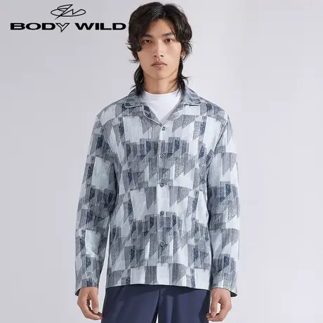 BODYWILD家居服上衣男士春秋睡衣冬长袖莫代尔男居家官方ZBN41WS1图片