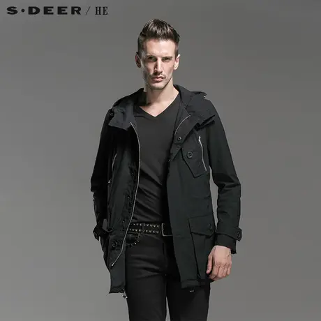 S.Deer/He【惠】圣迪奥男装秋装休闲连帽外套短风衣H14371791图片