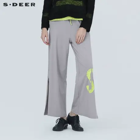 sdeer圣迪奥女装夏季松紧字母印花开衩运动长裤S20280844图片