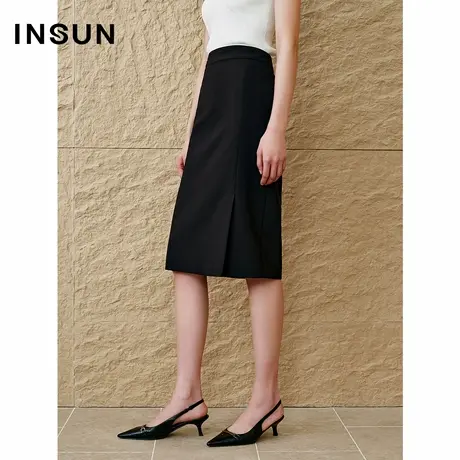 INSUN恩裳2025夏季建筑感高腰直筒半身裙商品大图