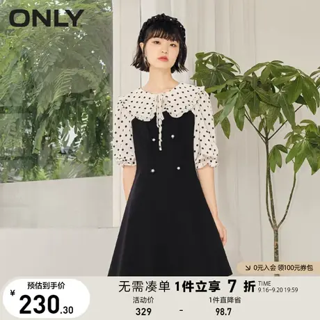 ONLY奥莱夏季学院风娃娃领短款拼接连衣裙女图片