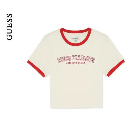GUESS 女士多巴胺撞色甜美休闲圆领T恤-W4PP96K2Q40图片