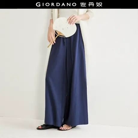 佐丹奴裤子女装纯棉梭织双层侧开叉松紧腰薄阔腿长裤 18414906商品大图