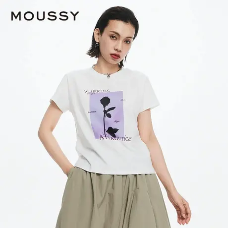 MOUSSY 夏季休闲风花卉字母印花多色短袖T恤女028HSA90-1961图片