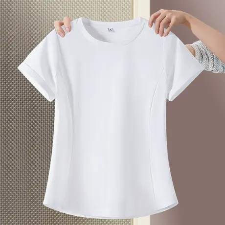 KWV真维斯白色冰丝修身速干短袖t恤女2025新款爆款凉感上衣女夏商品大图