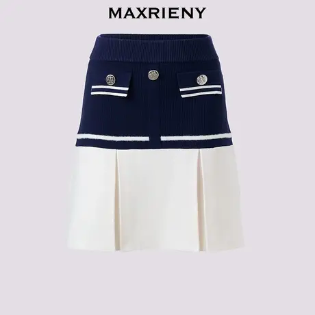 【奥莱】MAXRIENY复古海军风蓝白半裙图片