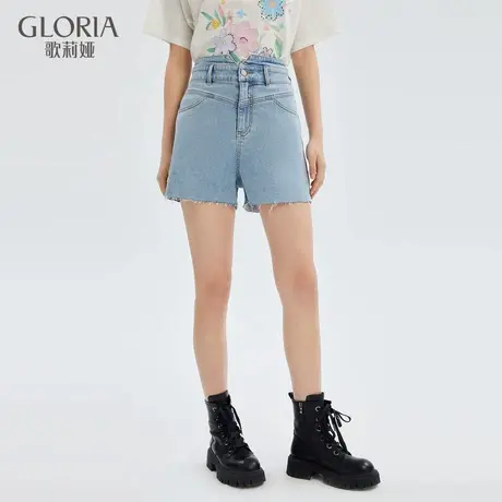 歌莉娅夏季新款醋酸高腰短裤124JCD01A商品大图