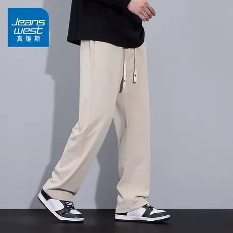 KZH真维斯夏季宽松直筒休闲裤初春新款阔腿外穿男士抽绳运动卫裤图片