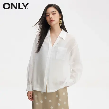 ONLY奥莱夏季休闲百搭简约纯色V领宽松蕾丝衫女商品大图