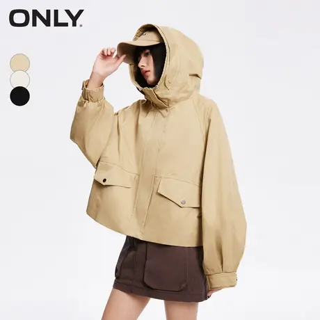 ONLY奥莱夏季时尚休闲插肩袖短款连帽风衣外套女商品大图