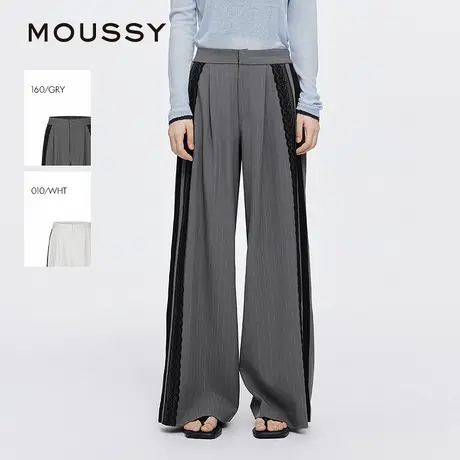 MOUSSY 2025夏季新品蕾丝花边拼接阔腿裤西装休闲裤028ISA31-2501商品大图