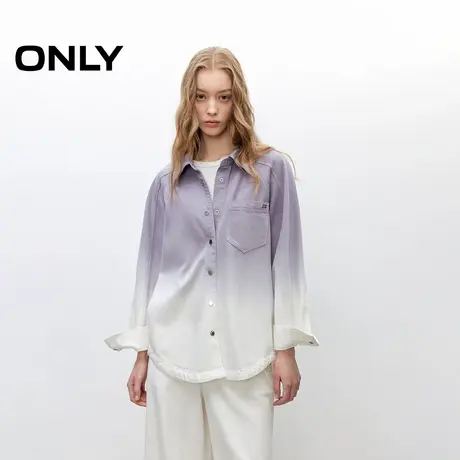 ONLY2025夏季新款设计感个性渐变宽松插肩袖长袖翻领牛仔衬衫女商品大图
